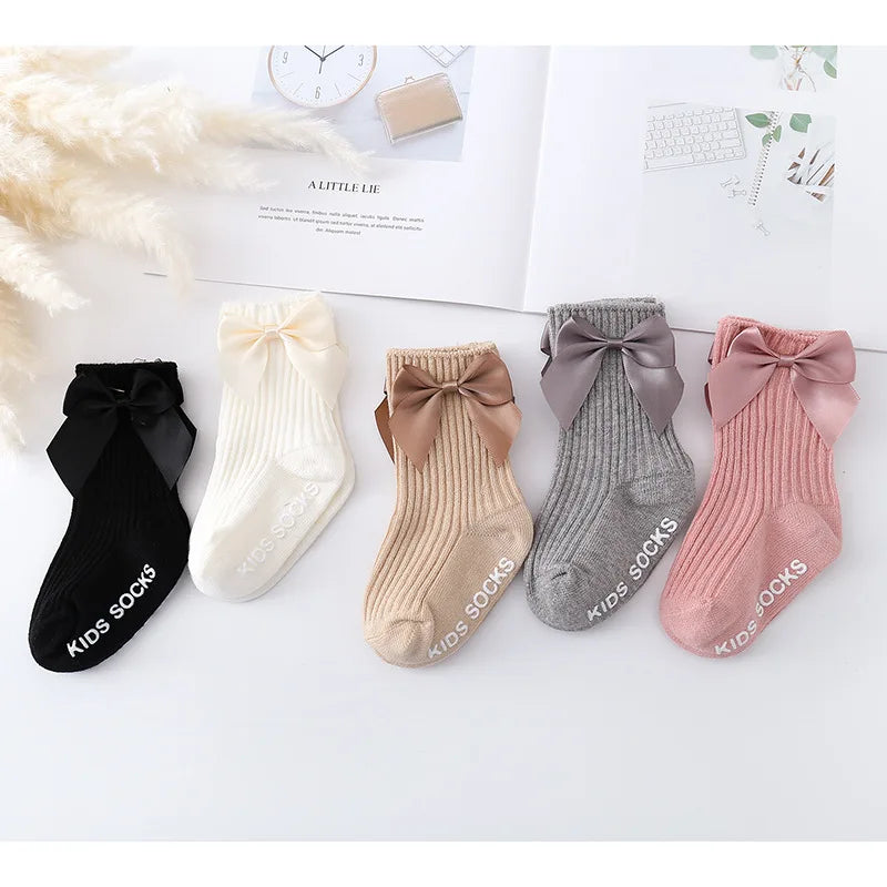 Baby Accessories Newborn Big Bow Floor Socks Infant Children Socks Kids Four Seasons Non-slip Cotton Socks Toddler Girls Clothes