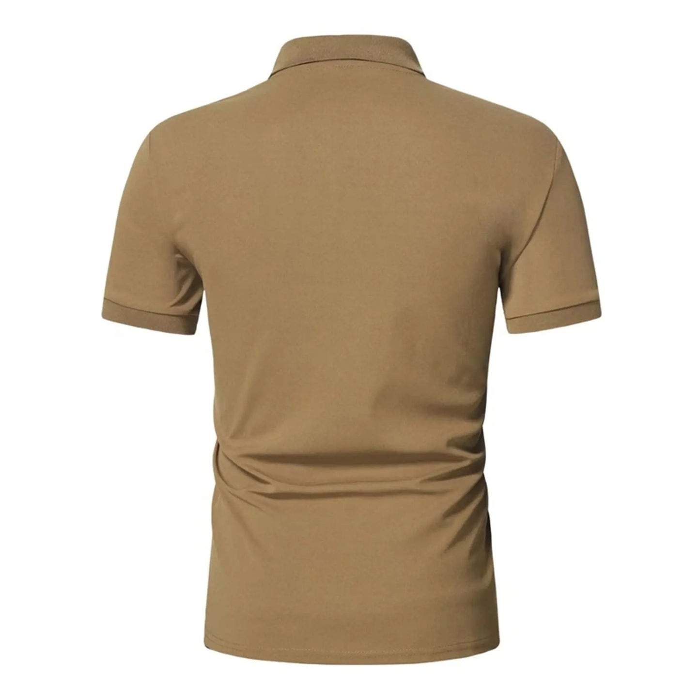 Men's polo shirt solid color short-sleeved zipper lapel T-shirt casual top