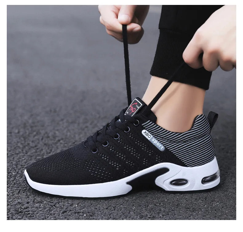 New Trendy Fashion Shoes Men's Breathable Lace-Up Running Shoes Light Casual Sports Wear Resistant Mesh Shoes