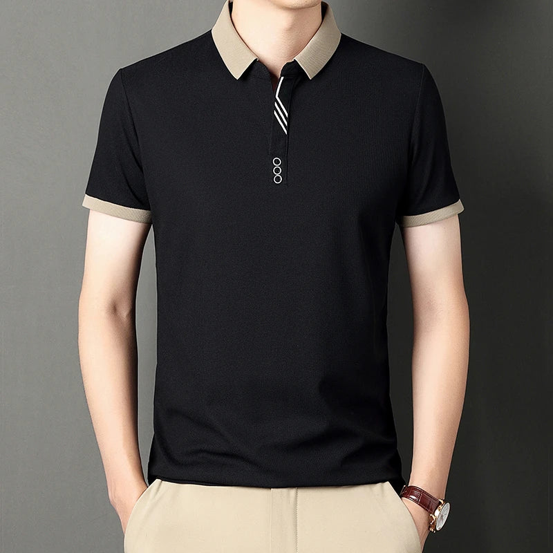 Men's Solid Color Casual Fashion Short Sleeved POLO Shirt Summer Comfortable Top