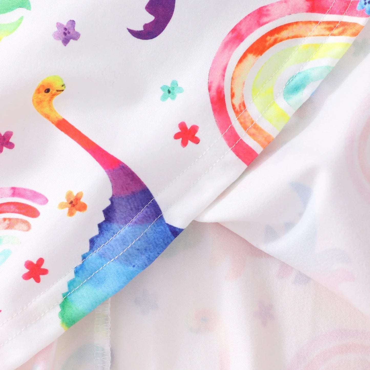 New Dinosaur Unicorn Dress Kids Girl Clothes Summer Short Sleeve Casua Fashion Birthday Baby Girl Dress 2 3 4 5 6 7 8 Years Old