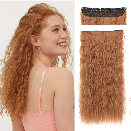 AZQUEEN Synthetic 22Inch Long Curly Hair Extensions Heat Resistant  5 Clips Women's Long Curly Wig Hair Accessories