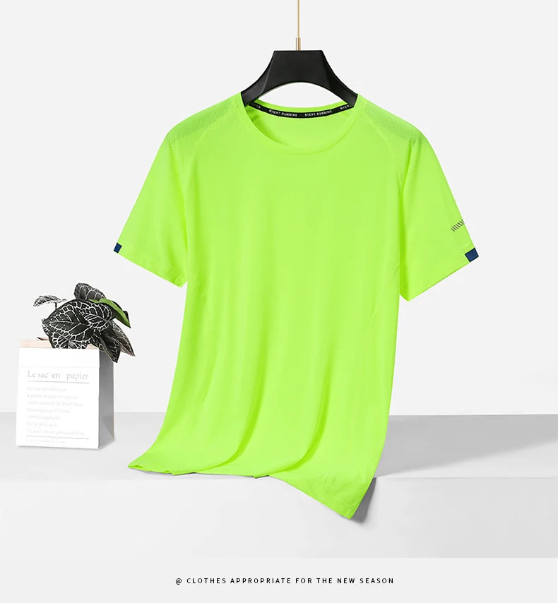 Men's Quick Dry Short Sleeve Gym Running Moisture Wicking Round Neck T-Shirt Training Exercise Gym Sport Shirt Tops Lightweight