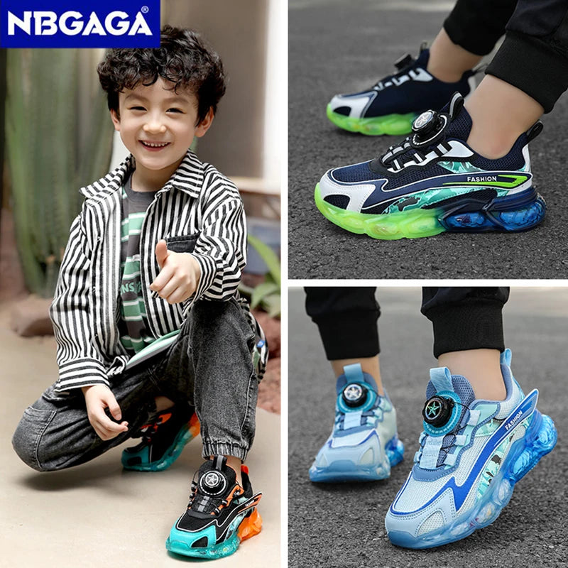 Kids Trendy Sports Shoe Children Non-slip Lightweight Sneaker Outdoor Basketball Breathable Boys Casual Walking Shoe