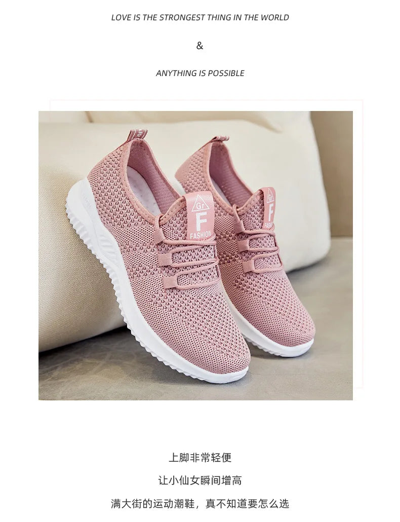 Women's shoes 2024 mesh breathable comfortable sports shoes soft sole lightweight fashion casual shoes