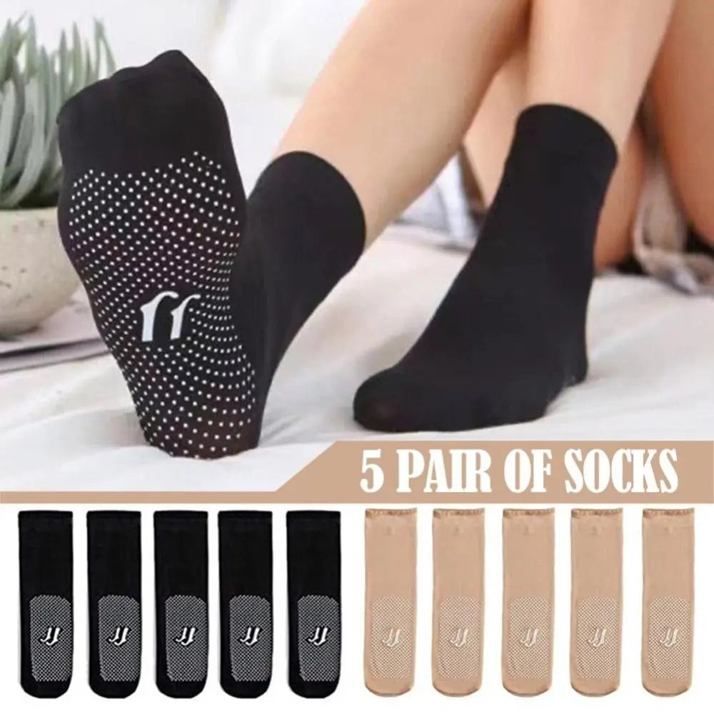 5Pair New Slip-resistant Massage Bottom Short Stockings Invisible Crystal Silk Socks Non-marking Silk Sheer Ankle Socks