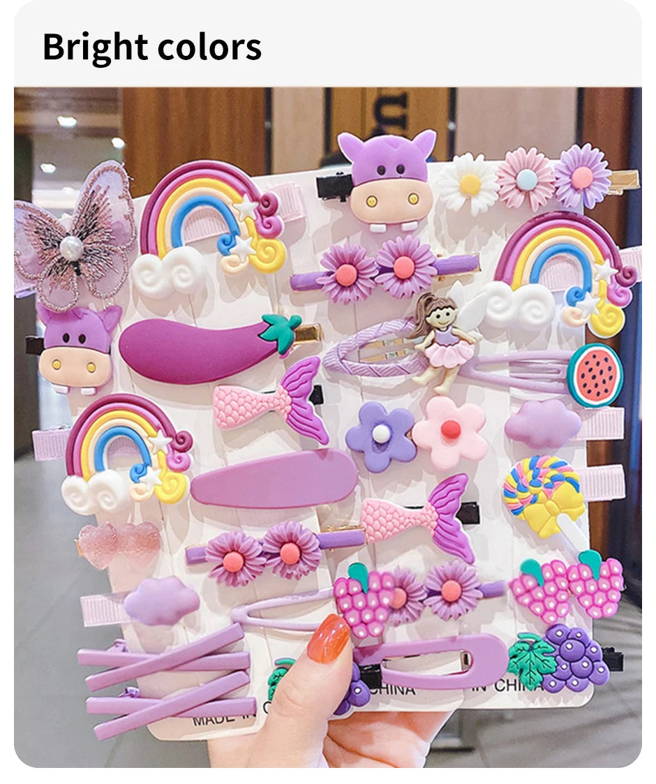 14Pcs Cartoon Baby Hair Clip Set Flower Fruit Baby Girl Barrettes Bangs Hairpins Kids Hair Accessories