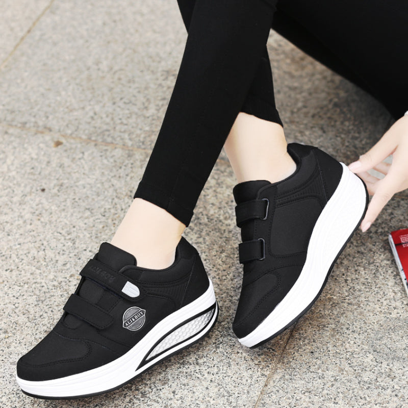 Women's Swing Sneakers Wedge Platform Toning Sports Shoes for Woman Breathable Slimming Fitness Rocking Mom Shoes Thick Sole