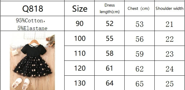 Summer New Product For Primary And Secondary School Children, Sweet And Cute Girls, Spliced Love Mesh Short Sleeved Dress