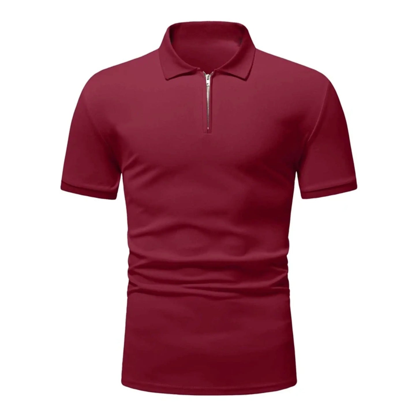 Men's polo shirt solid color short-sleeved zipper lapel T-shirt casual top