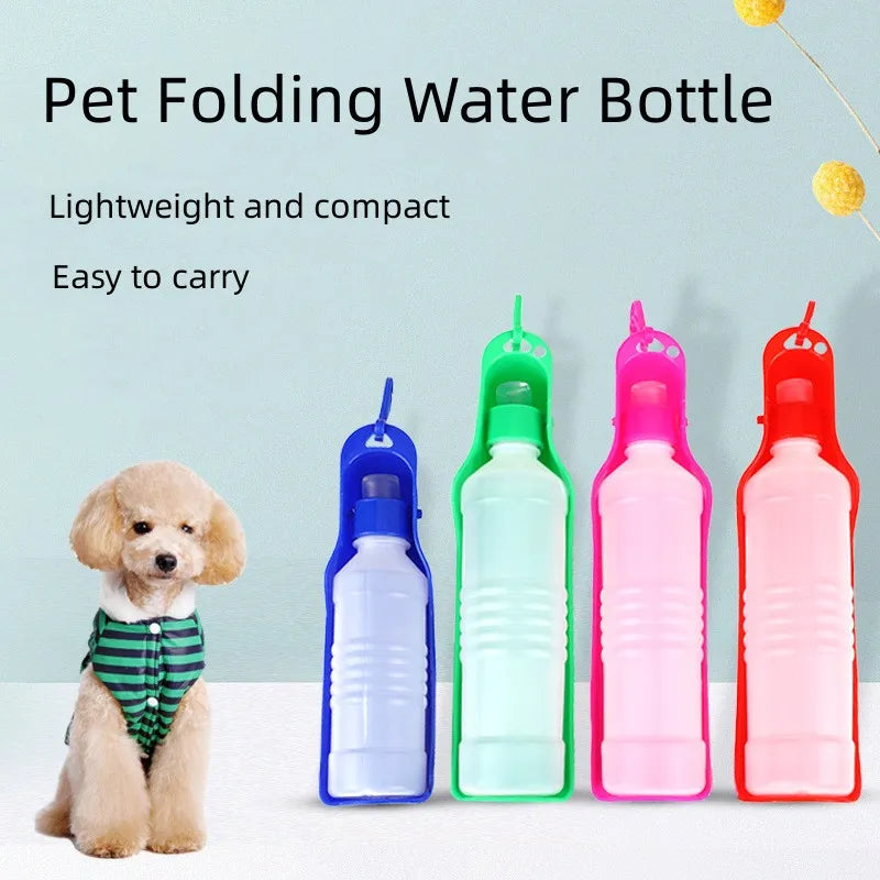 250ml/500ml Pet Dog Water Bottle Plastic Portable Water Bottle Pets Outdoor Travel Drinking Water Feeder Bowl Foldable Dog Bowls