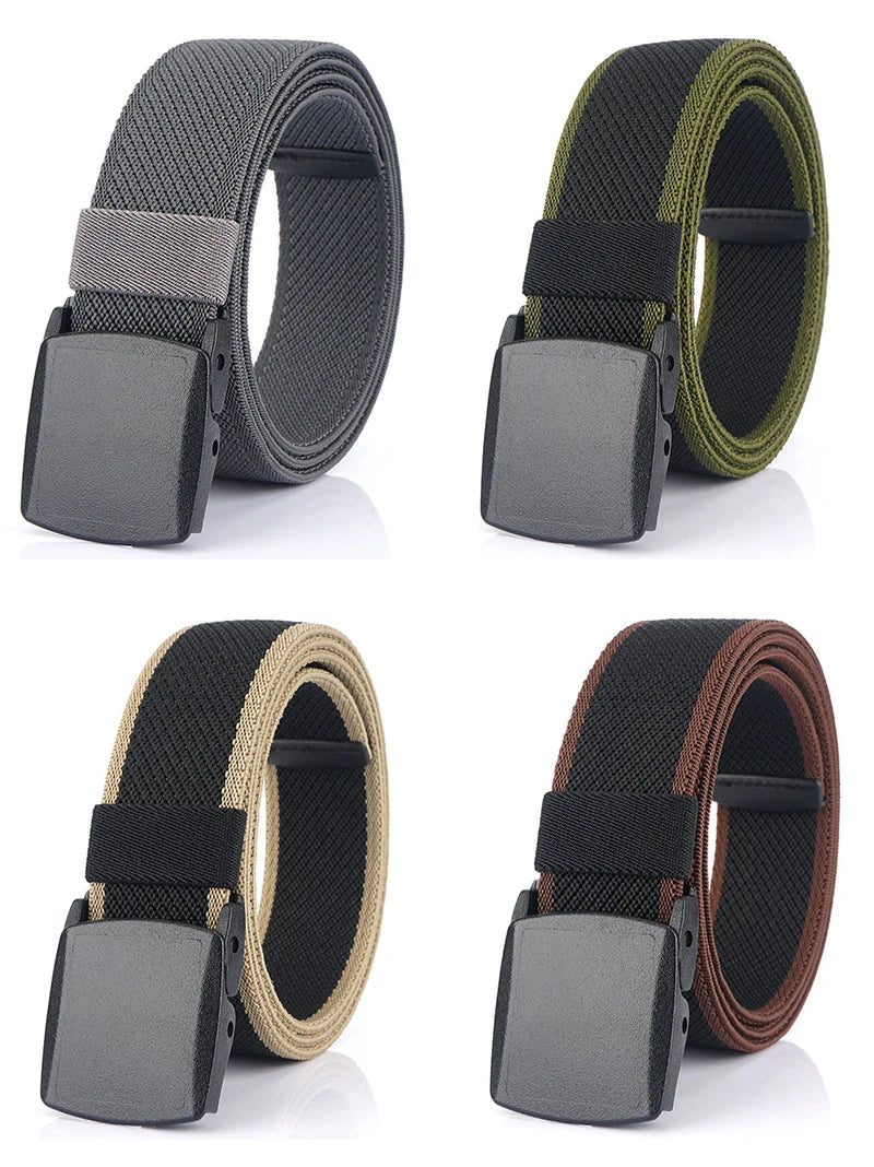 VATLTY Metal Free Men's Elastic Belt Strong Engineering Plastic Quick Release Nylon Buckle Unisex Stretch Belt Outdoor Girdles