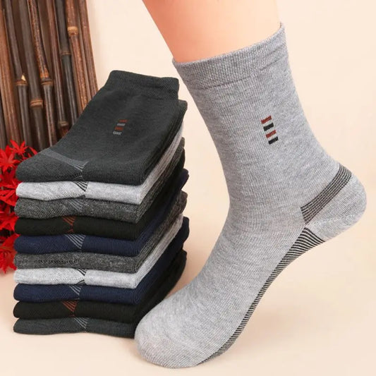 5 Pairs Men's Long Socks Soft Comfortable Wear-resistant Sturdy Casual Simple Fashion Black Large Szie Mid-calf Socks