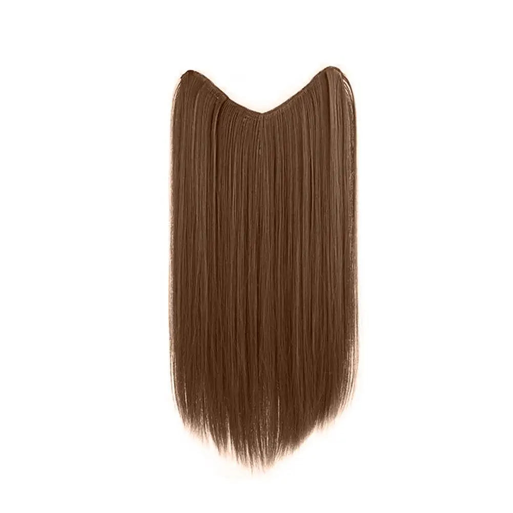 U-shaped Half Head Cover For Wigs Invisible And Traceless Black Long Straight Hair One Piece V-shaped Hair Extensions Front Wig