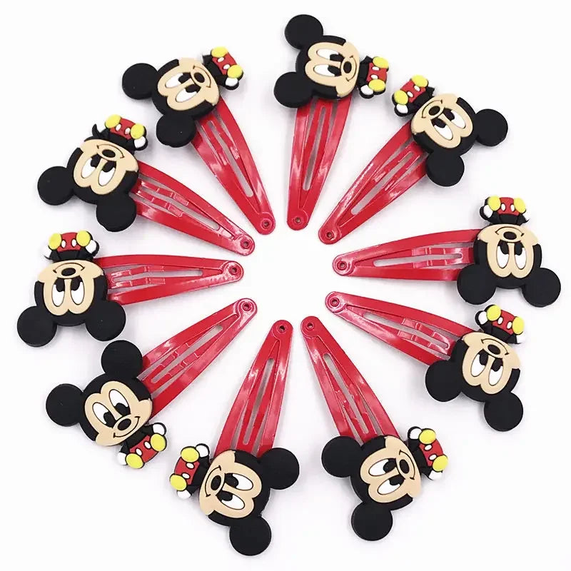 10PCS Mickey Minnie Disney Elastic Hair Rubber Band Headband Hair Accessories Girls Cartoon Hair Gum Hair Bows Korean