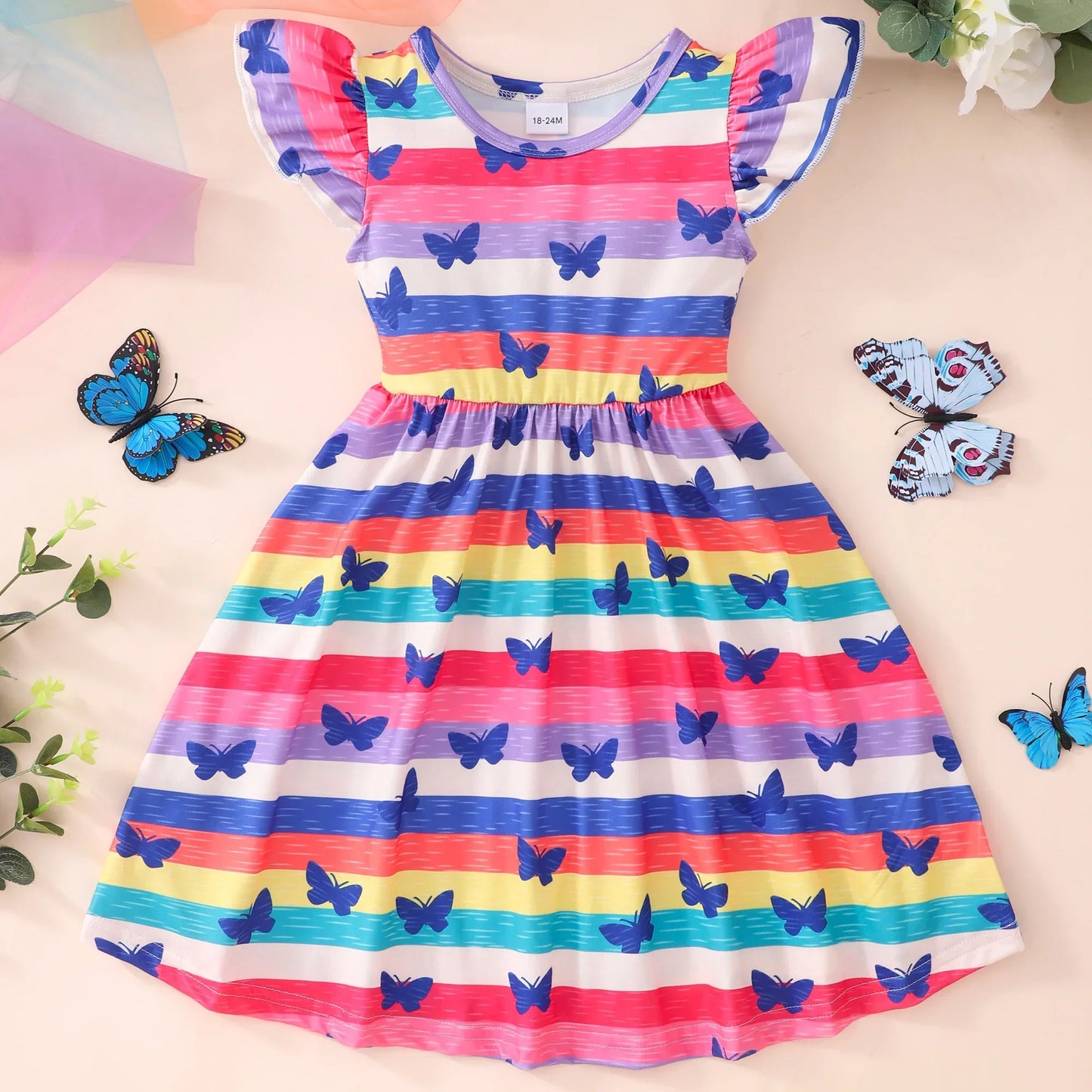 New Dinosaur Unicorn Dress Kids Girl Clothes Summer Short Sleeve Casua Fashion Birthday Baby Girl Dress 2 3 4 5 6 7 8 Years Old