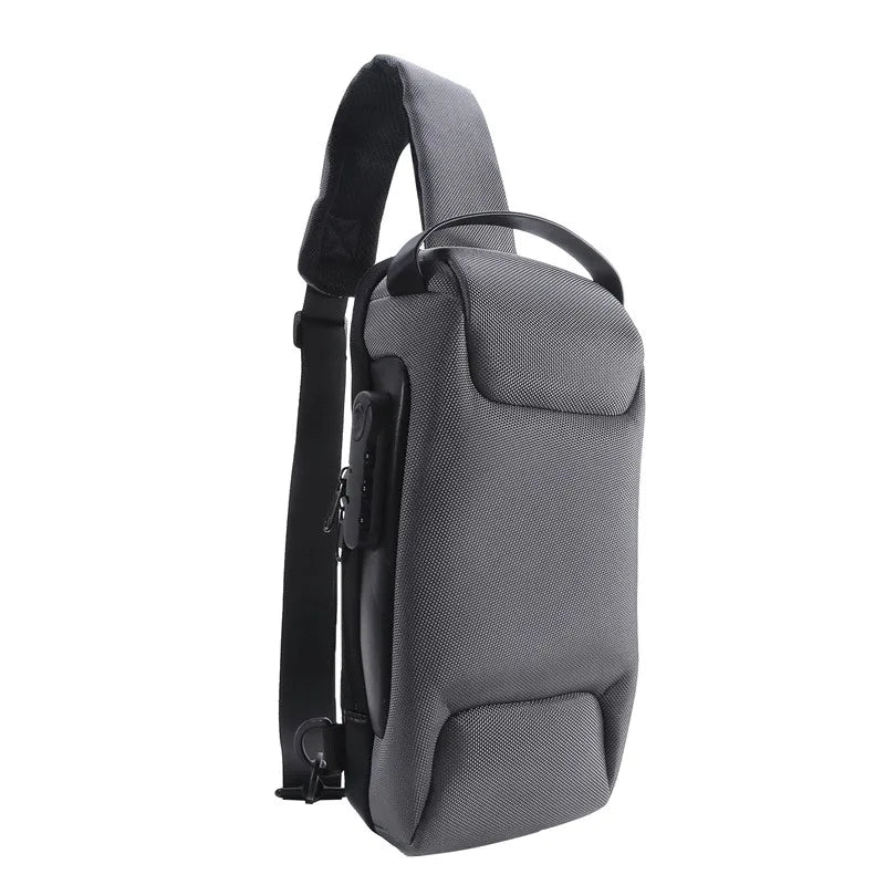 Men'S Usb Crossbody Bag Anti-Theft Shoulder Bags Waterproof Oxford Waist Bag Multifunction Short Travel Messenger Chest Pack