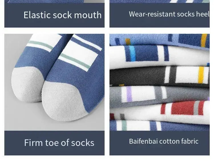 Men's Pure Cotton Socks Spring Striped Casual Socks Men's Anti-odor Antibacterial Business Socks High Quality Sports Sock Meias