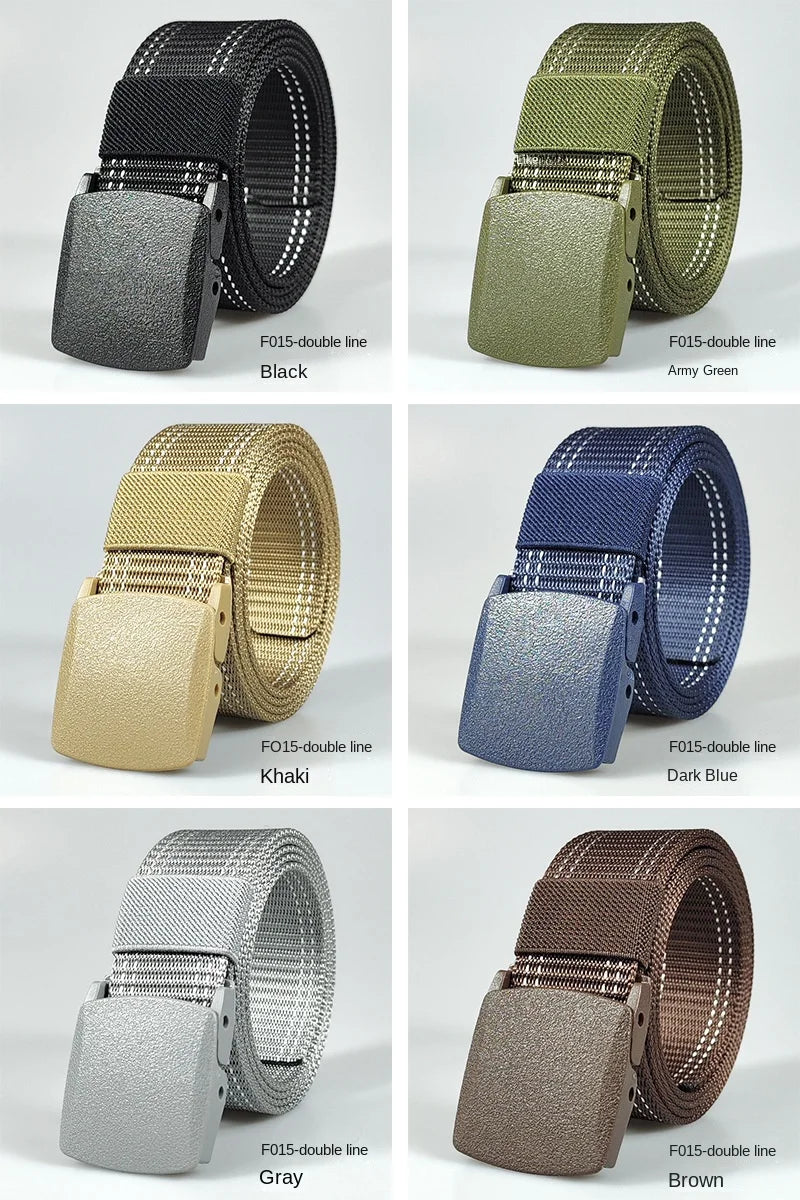 Black  Green White Red Blue Men Automatic Buckle Nylon Belt Waist Canvas Belts Outdoor Strap Travel Sports Belt for Women