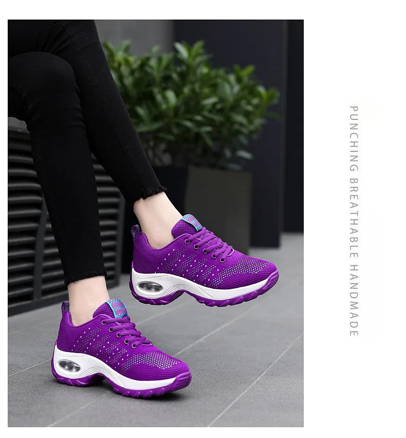 Woman Sneakers Fashion Casual Shoes Summer Air Cushion Mesh Female Shoes Comfortable Breathable Heightening Sneakers for Women