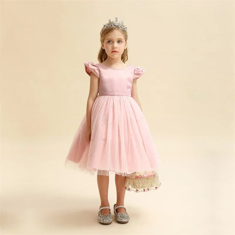 2024 Girls Baby Summer Dress Wedding Birthday Party Fluffy Lace Dress 1-5 Y Toddler Dress Elegant Tutu Vestidos Kids Clothes