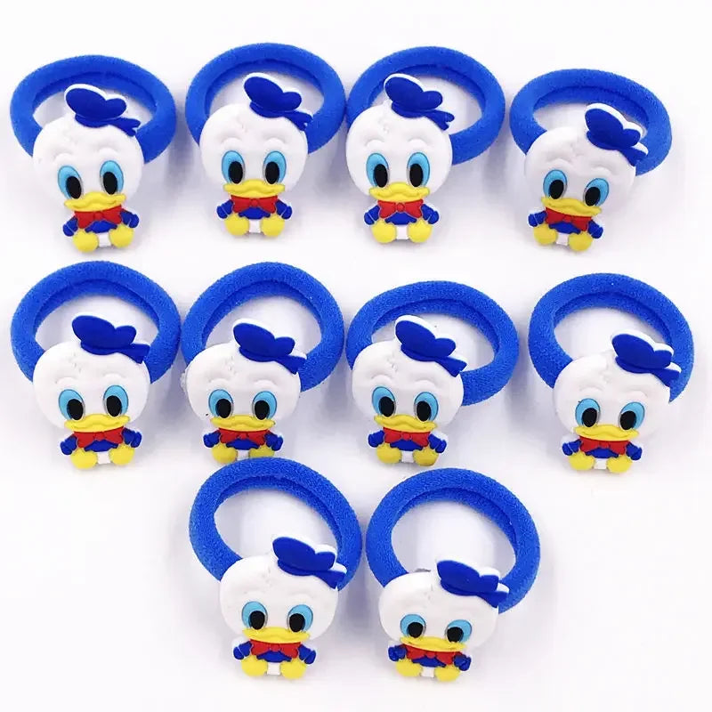 10PCS Mickey Minnie Disney Elastic Hair Rubber Band Headband Hair Accessories Girls Cartoon Hair Gum Hair Bows Korean