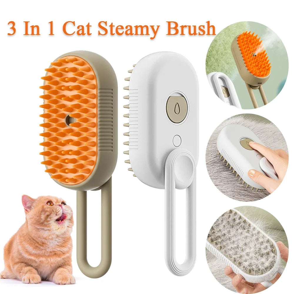 Cat Dog Pet Grooming Comb with Electric Spray Water Steam Soft Silicone Brush Kitten Pet Bath Brush Massage Pet Hair Remover