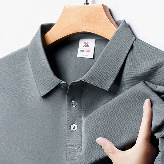 Men's Fashion Solid Short Sleeved Polo Shirt Summer Breathable Comfortable Top