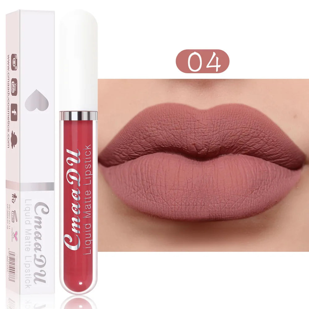 Sexy Long Lasting Velvet Matte Lip Gloss Liquid Lipstick Lip Makeup Women Beauty Red Nonstick Cup Waterproof Lip Gloss 18 Color