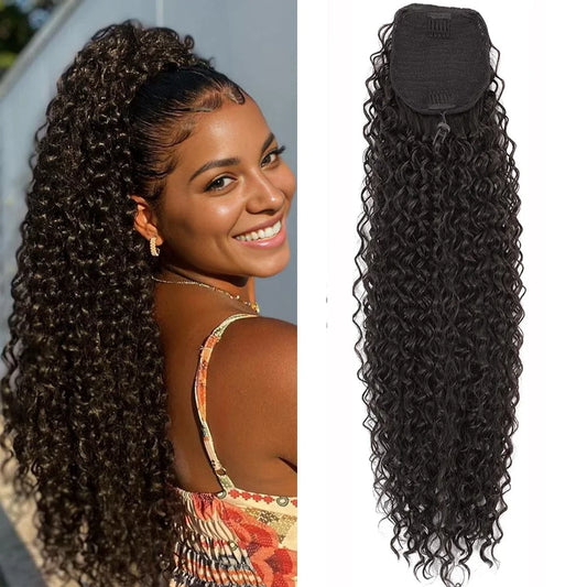 Corn Curly Drawstring Ponytail Extension For Black Women Long WavyNatural Ponytail Synthetic Hairpiece Natural Synthetic Hair