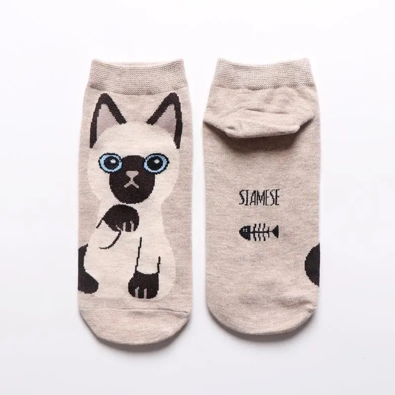 3D Print Funny Cute Cat Socks Cartoon Kitten Unisex Creative Colorful Multiple Cat Face Happy Low Ankle Socks Women Christmas