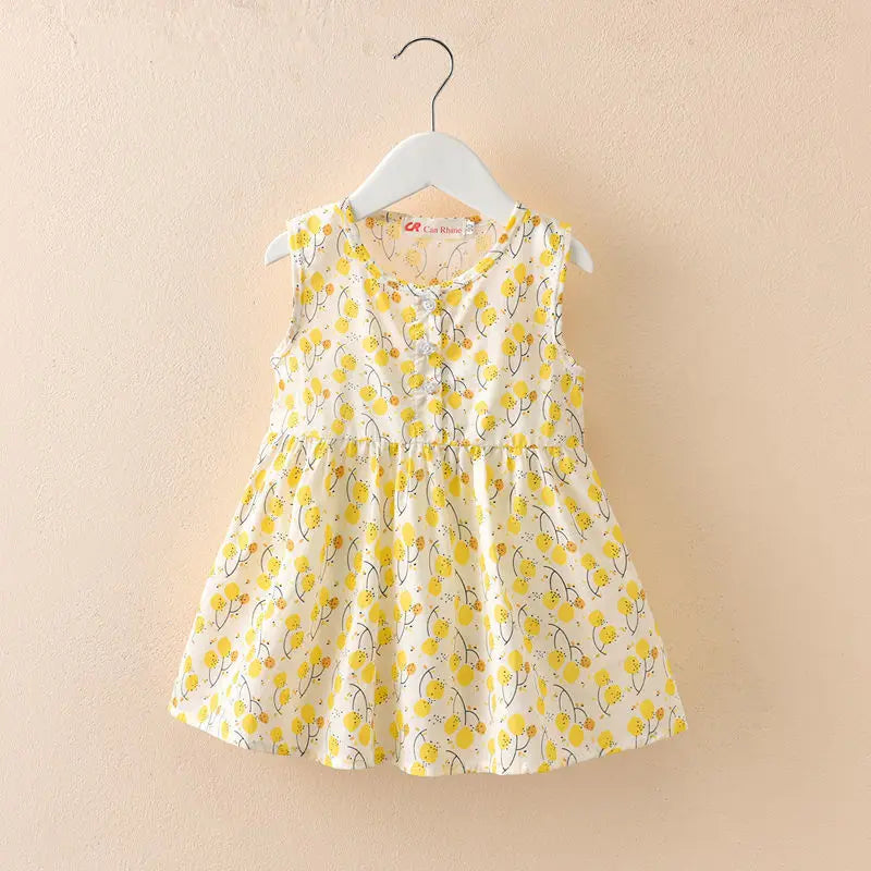 Girls Dress Summer Floral Pattern Children'S Skirt 100% Cotton Sundress Cute Comfortable Baby Beach Wear Kids Casual Clothes