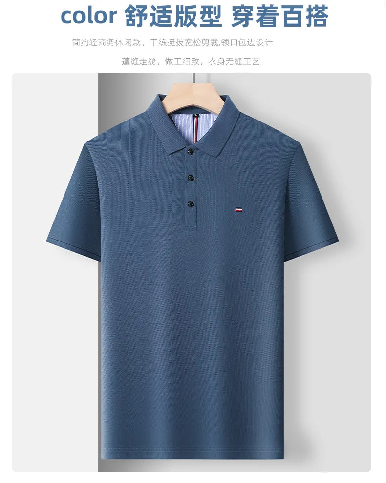 Men's Short Sleeved T-shirt 100 Pure Cotton Polo Shirt With Embroidered Collar, Heavy-duty And Versatile Half Sleeved Men's Shir