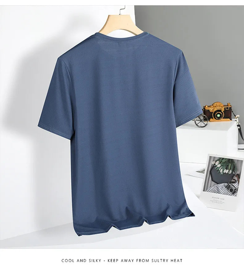 Summer T-Shirts Men Good Quality  Fast Dry Cool Basic Tshirts Male Tee Shirt Boys Fashion Camping Top Clothing Plus Size M-5XL