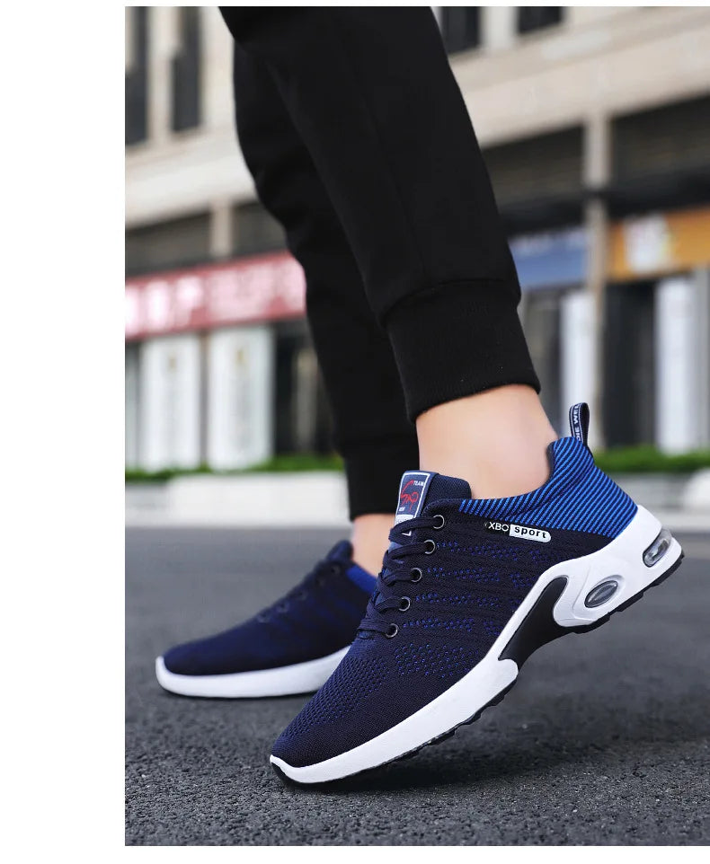 New Trendy Fashion Shoes Men's Breathable Lace-Up Running Shoes Light Casual Sports Wear Resistant Mesh Shoes