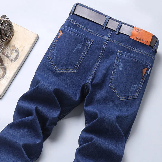 2024 New Men Classic Style Luxury Brand High-Quality Jeans Business Casual Stretch Slim Denim Pants Fashion Blue Black Trousers