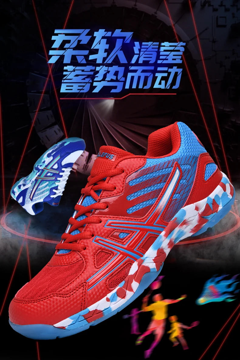 Women and Men Sports Shoes Professional Badminton Shoes Comfortable Breathable Tennis Shoes Shock Absorbing Volleyball Shoes Men