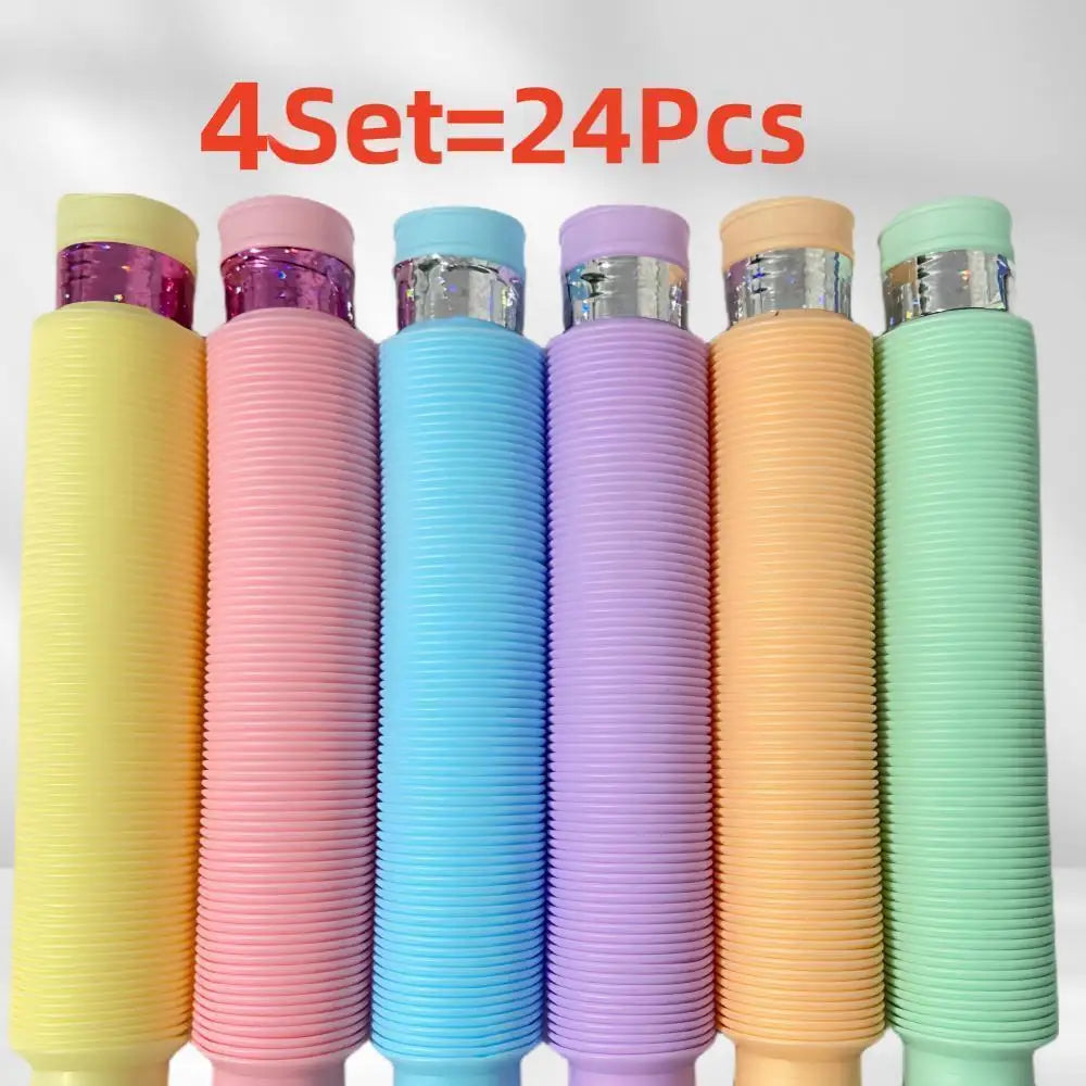 3 6 12 18PCS LED FlashTubeSensory Toy Adult Stress Relief ToyKids Autism Anti-Stress Plastic CorrugatedTube Squeeze Toy for Kids