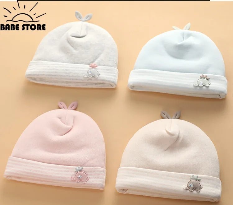 0-6 Months Baby Hats Newborn Beanie Winter Warm Thicker Cotton Soft Elastic Baby Cap for Girls Boys Infant Bonnet Accessories