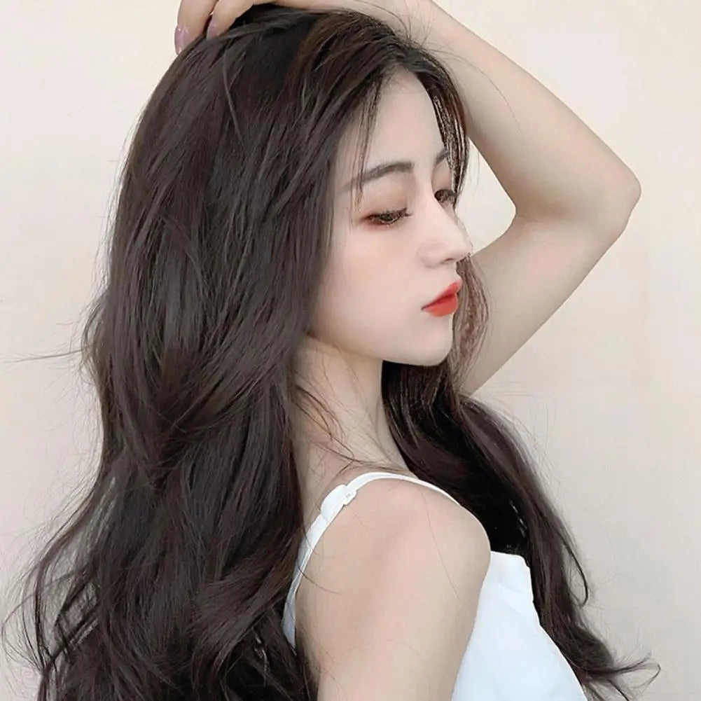 U-shaped Half Head Cover For Wigs Invisible And Traceless Black Long Straight Hair One Piece V-shaped Hair Extensions Front Wig