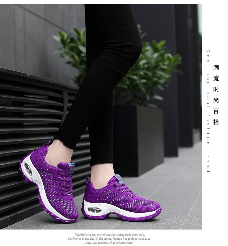 Woman Sneakers Fashion Casual Shoes Summer Air Cushion Mesh Female Shoes Comfortable Breathable Heightening Sneakers for Women