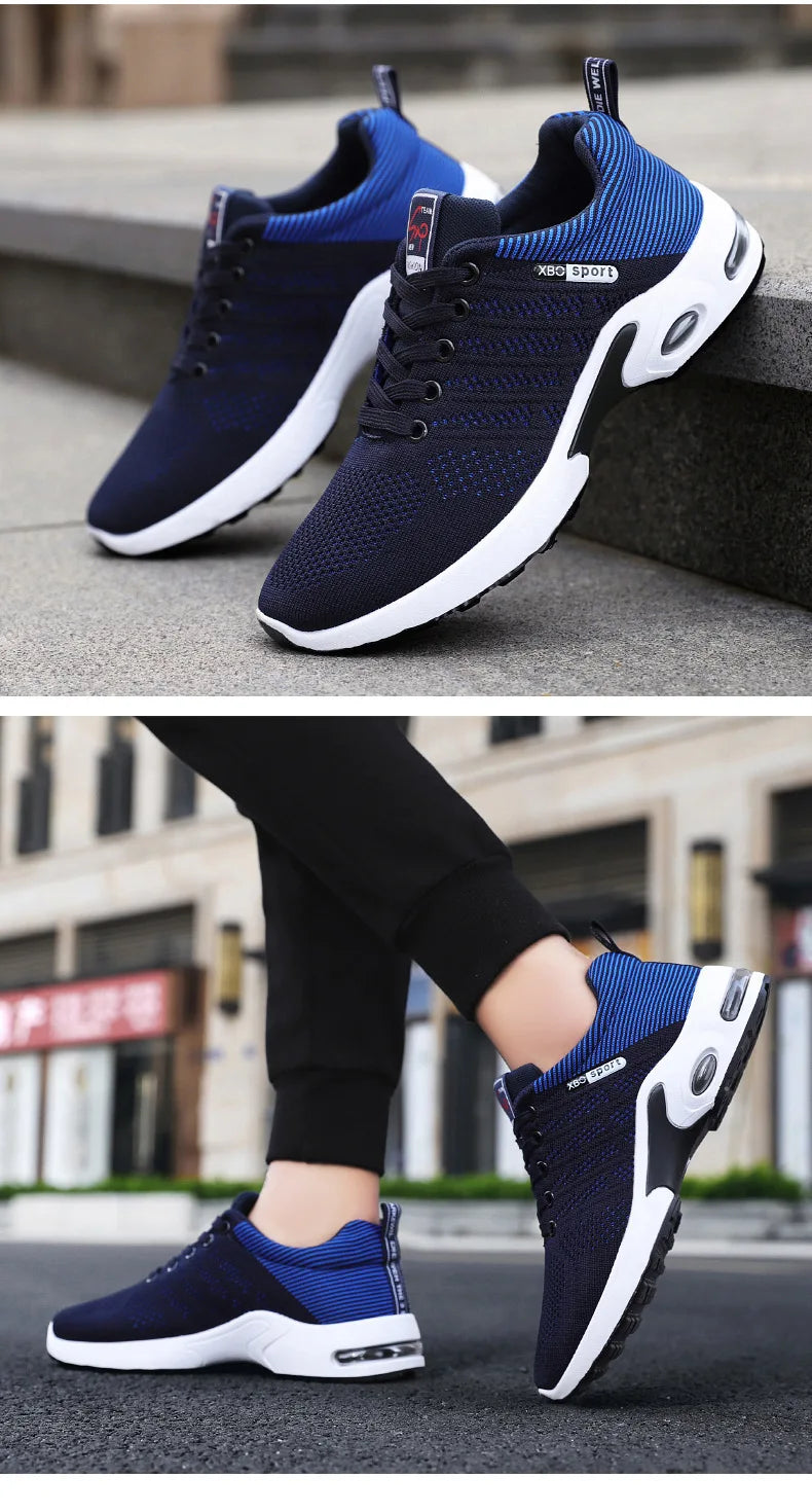 New Trendy Fashion Shoes Men's Breathable Lace-Up Running Shoes Light Casual Sports Wear Resistant Mesh Shoes