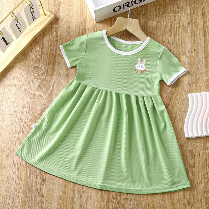 Summer Dress For Girls Cute Short Sleeve Kids Princess Dresses Fashion Toddlers Casual Dress School Costume Children's Clothing