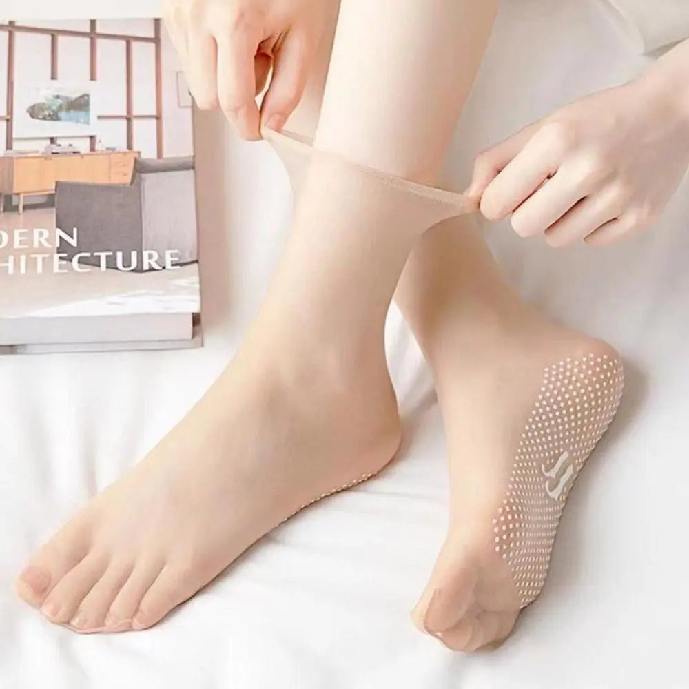 5Pair New Slip-resistant Massage Bottom Short Stockings Invisible Crystal Silk Socks Non-marking Silk Sheer Ankle Socks