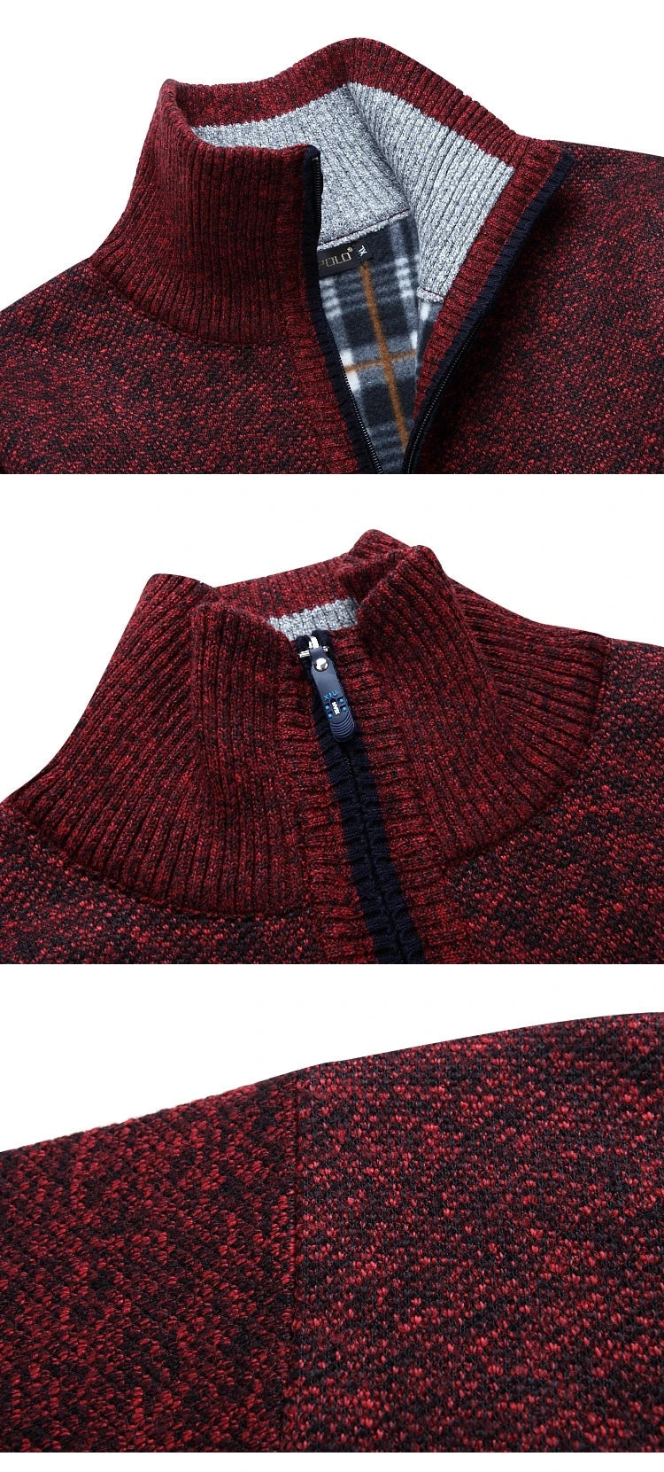 Men's Fleece Thicker Sweater Half Zipper Turtleneck Warm Pullover High Quality Male Slim Knitted Wool Sweaters For Spring