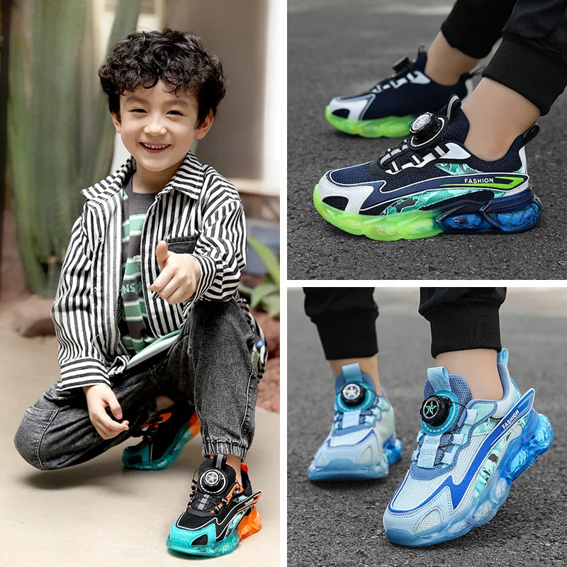 Kids Trendy Sports Shoe Children Non-slip Lightweight Sneaker Outdoor Basketball Breathable Boys Casual Walking Shoe