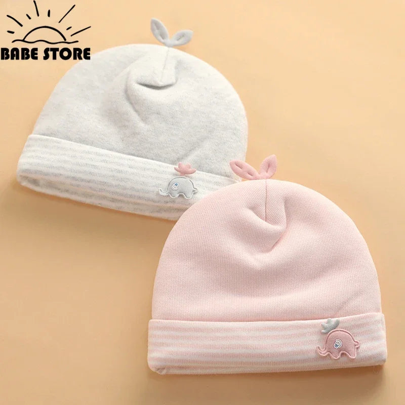 0-6 Months Baby Hats Newborn Beanie Winter Warm Thicker Cotton Soft Elastic Baby Cap for Girls Boys Infant Bonnet Accessories