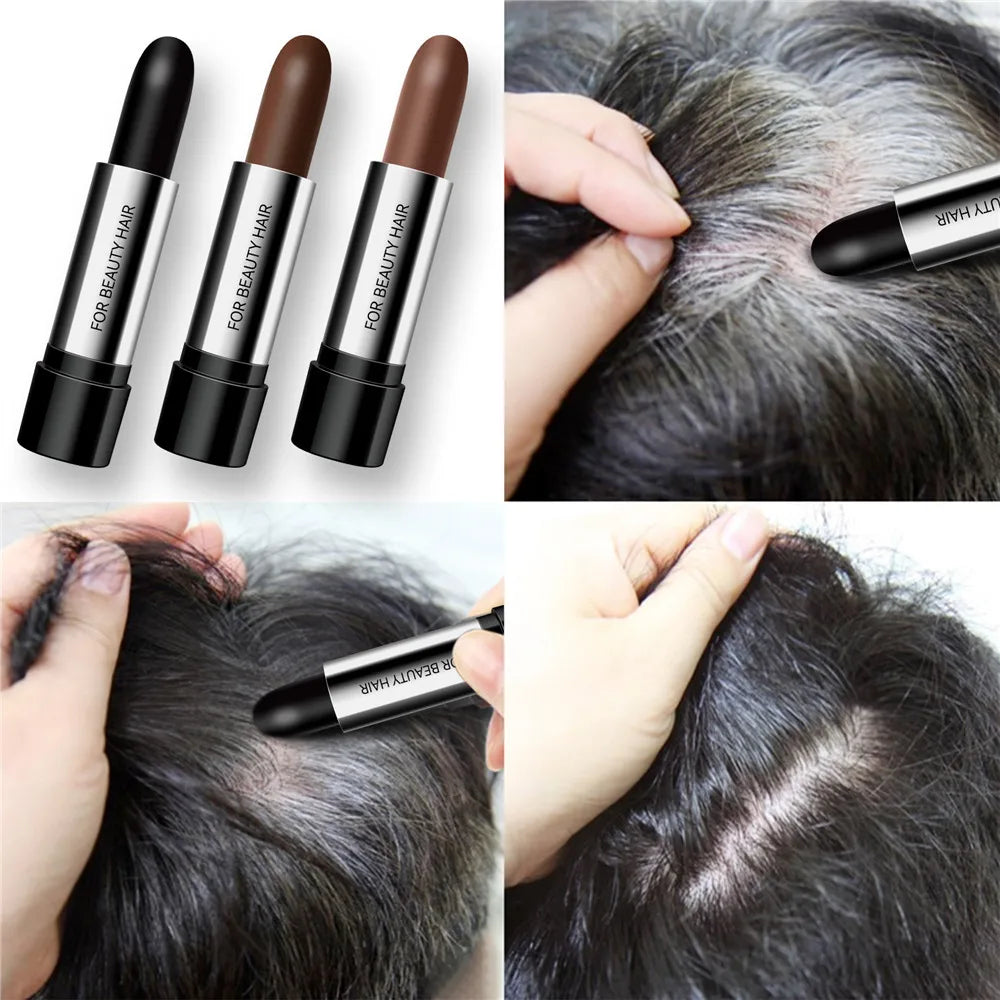 Temporary Hair Dye Pen Covering Gray Hair Lipstick Style Hair Line Shadow Cream Instantly BlackBrown Root Cover Up Concealer Pen