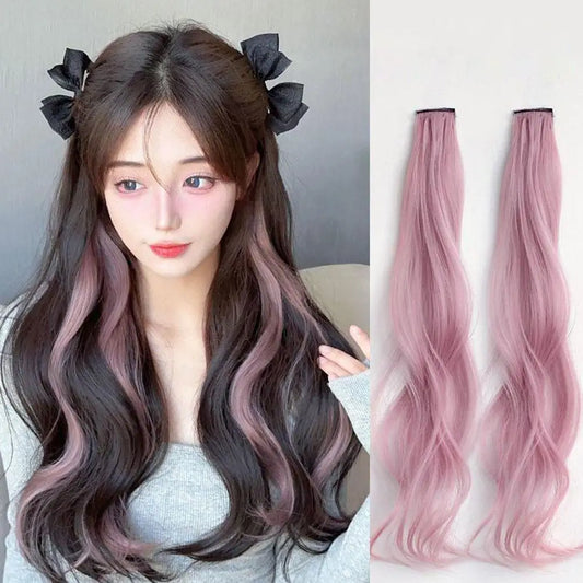 Curled Hair Ear Dye Hair Patches Seamless One Piece Color Highlight Dyed Wig Patch Women's Long Hair Invisible Wig