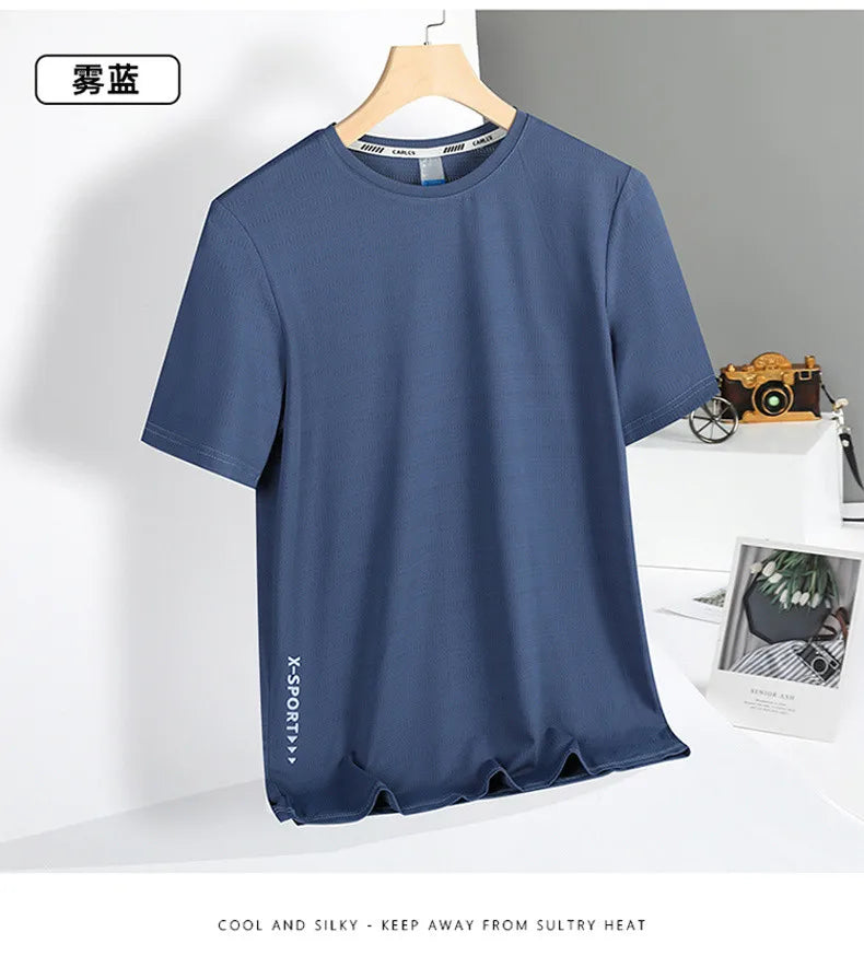 Summer T-Shirts Men Good Quality  Fast Dry Cool Basic Tshirts Male Tee Shirt Boys Fashion Camping Top Clothing Plus Size M-5XL